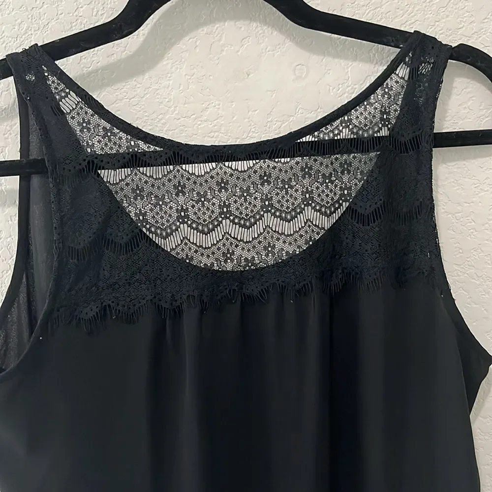 LOFT Sleeveless Lace Back and Pocket Camisole, Black, Size S - Picture 5 of 6